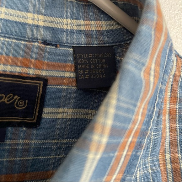 Roper Button Down Men’s long sleeve shirt stripes yellow brown size XL - Picture 7 of 10